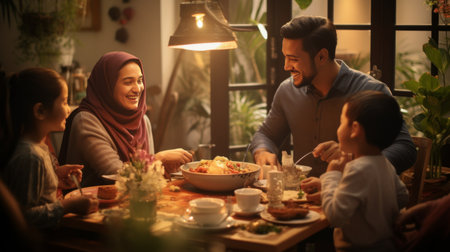 Group of People Sitting Around a Dinner Tableの素材