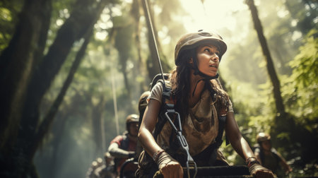 Group of Women Climbing Up a Mountainの素材