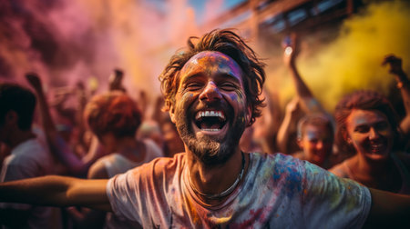 Group of People With Colored Paint on Their Facesの素材