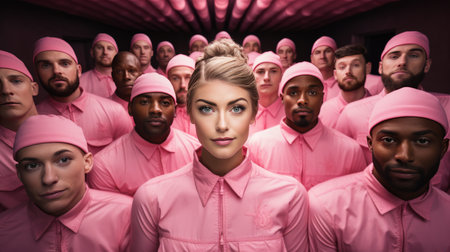 A Group of Women Standing in a Hallwayの素材