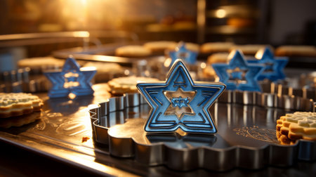Star of David Cookie Cutter on Cookie Sheetの素材