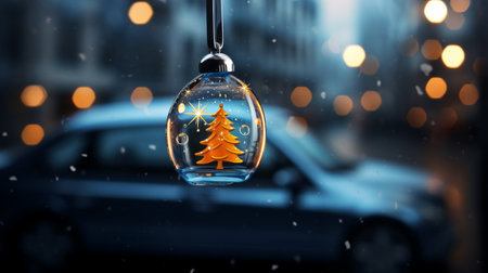 Car Dashboard With Hanging Ceiling Lightの素材