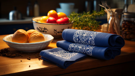 Towels on Wooden Tableの素材