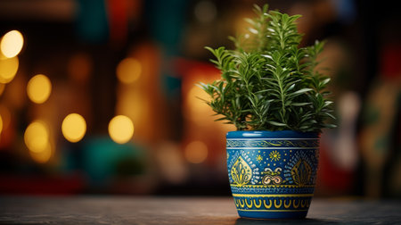 A Potted Plant on Top of a Wooden Tableの素材