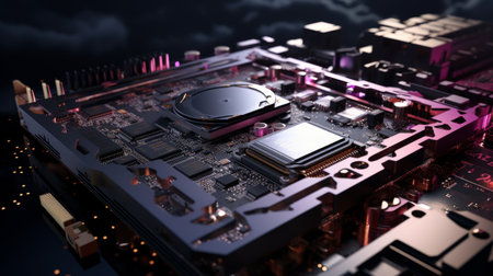 Close Up of a Computer Motherboard Submerged in Waterの素材