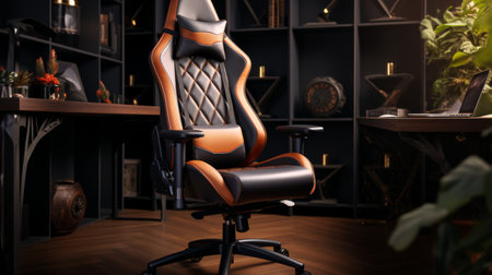 Brown Office Chair in Front of Windowの素材