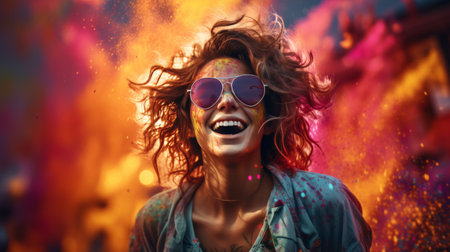 Woman Wearing Sunglasses and Green Shirtの素材