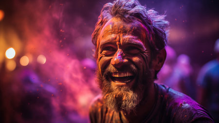 Bearded Man Standing in Front of a Crowdの素材