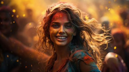 Woman With Colorful Face Paintの素材