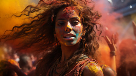 Woman With Colorful Face Paintの素材