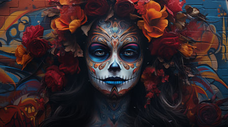 A Painting of a Woman With Flowers in Her Hairの素材