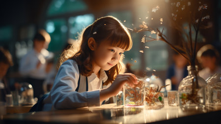 Group of Young Children Sitting at a Tableの素材