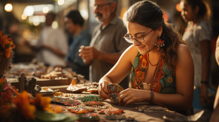 Group of People Standing Around Wooden Tableの素材