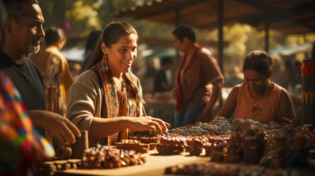 Group of People Standing Around Wooden Tableの素材