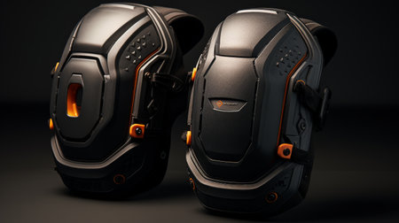 Different Types of Protective Gear on a Black Surfaceの素材