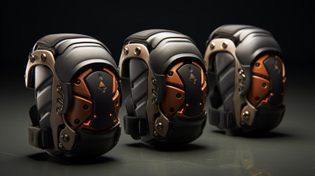 Different Types of Protective Gear on a Black Surfaceの素材