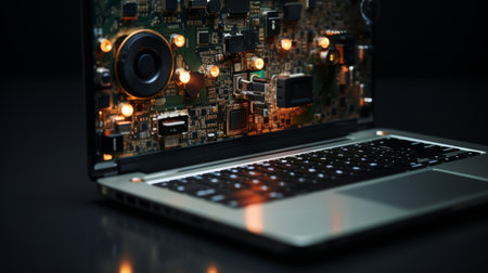 Camera Perched on Laptop Computerの素材