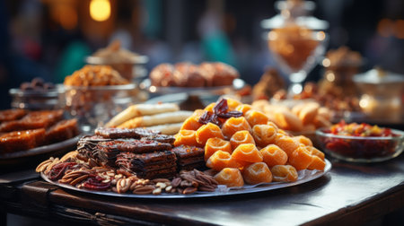 Abundance of Various Foods Displayed on a Tableの素材