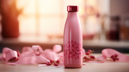 Pink Water Bottle With Pink Ribbonの素材