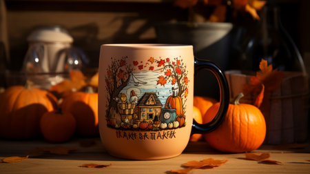 Coffee Cup on Wooden Tableの素材