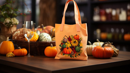 White Bag Next to Basket of Flowersの素材