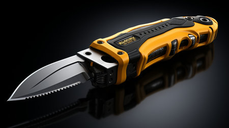 Yellow and Black Knife With Black Handleの素材