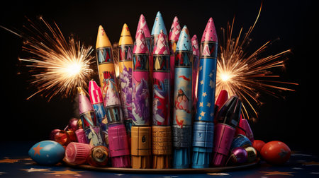 A Pile of Crayons on Top of a Tableの素材