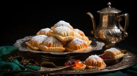 Silver Plate Overflowing With Assorted Dessertsの素材