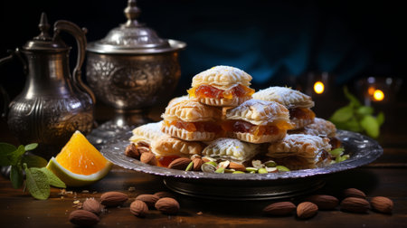 Silver Plate Overflowing With Assorted Dessertsの素材