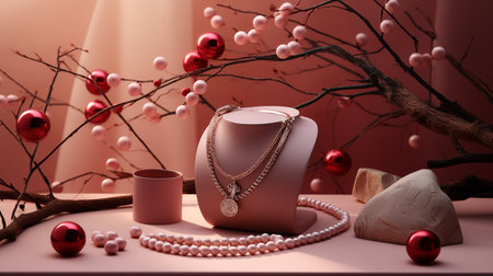 Table With Jewelry and Flower-filled Vaseの素材
