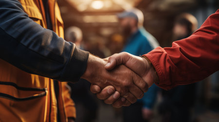 Close-up of Two People Shaking Handsの素材