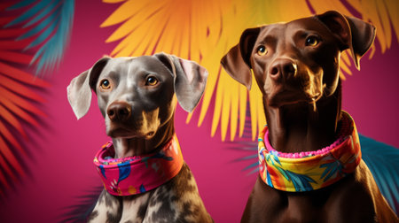 Brown Dog With Colorful Confetti on Its Faceの素材