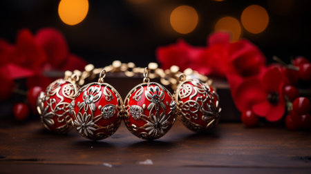 Close Up of a Red and Gold Braceletの素材