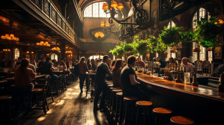 A Dimly Lit Bar With Abundance of Bottlesの素材