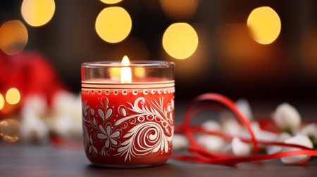 Red Candle on Tableの素材