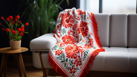 Red Cloth With White Flowersの素材