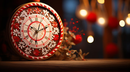 Red and White Clock on Tableの素材