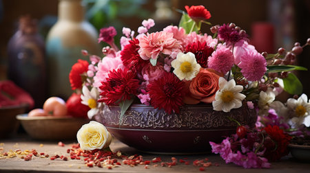A Blue and White Vase With White Flowers in Itの素材