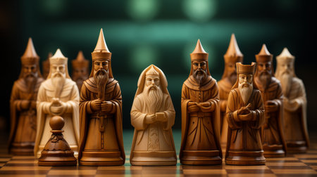 Chess Board With Wooden Chess Piecesの素材