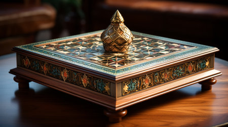 Decorative Box on Wooden Tableの素材