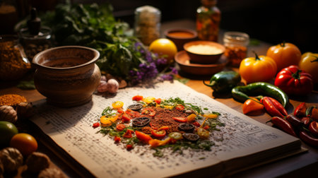 An Open Book Resting on a Wooden Tableの素材