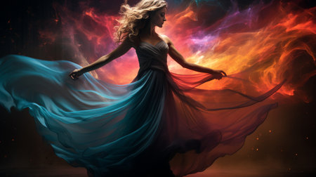 Woman in Blue Dress Dancingの素材