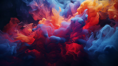 Abstract Painting of Red, Blue, and Yellow Swirlの素材