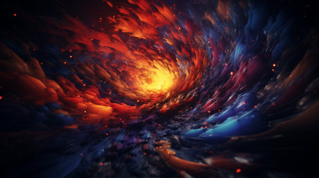 Abstract Painting of Red, Blue, and Yellow Swirlの素材