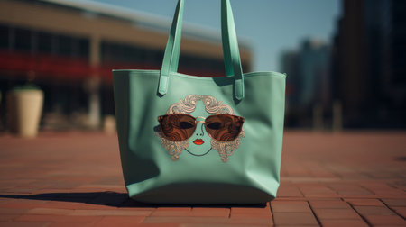 Handbag and Vase of Flowers on Tableの素材