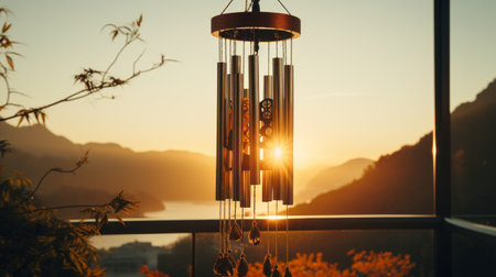 Wind Chime Hanging From the Side of a Buildingの素材