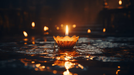 Person Holding a Lit Candle in Their Handの素材