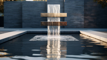 Water Fountain in the Middle of a Parkの素材