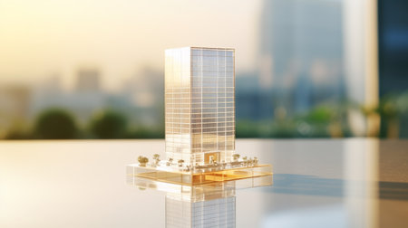A View of a Tall Building Through a Windowの素材