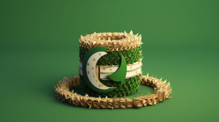 Green and White Flag Emerging From Shredded Paperの素材